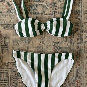 minnow swim cabana Green and White Striped Swim Set